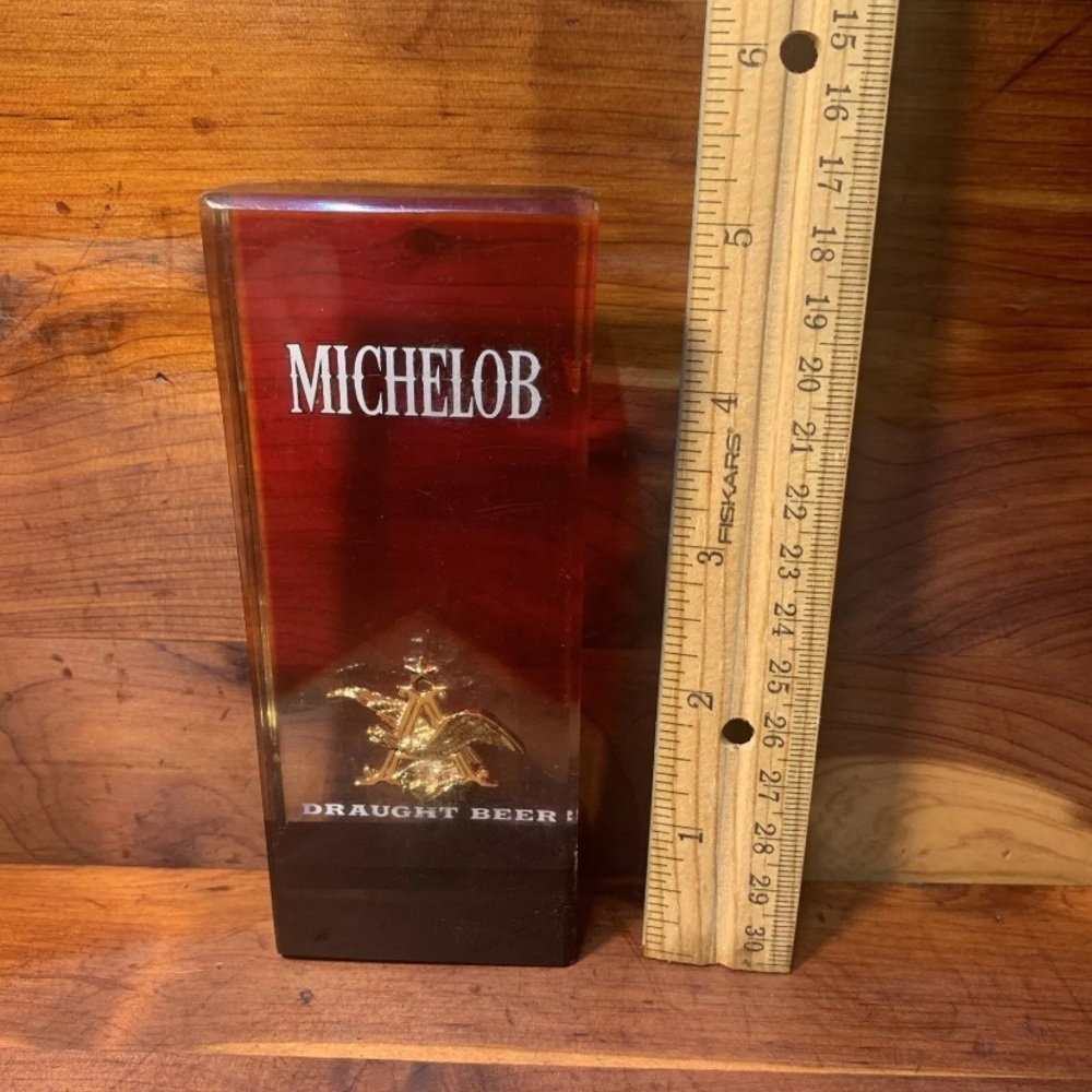 1970s MICHELOB BEER 5 inch Red Fade Lucite Tap Handle - Picture 6 of 7